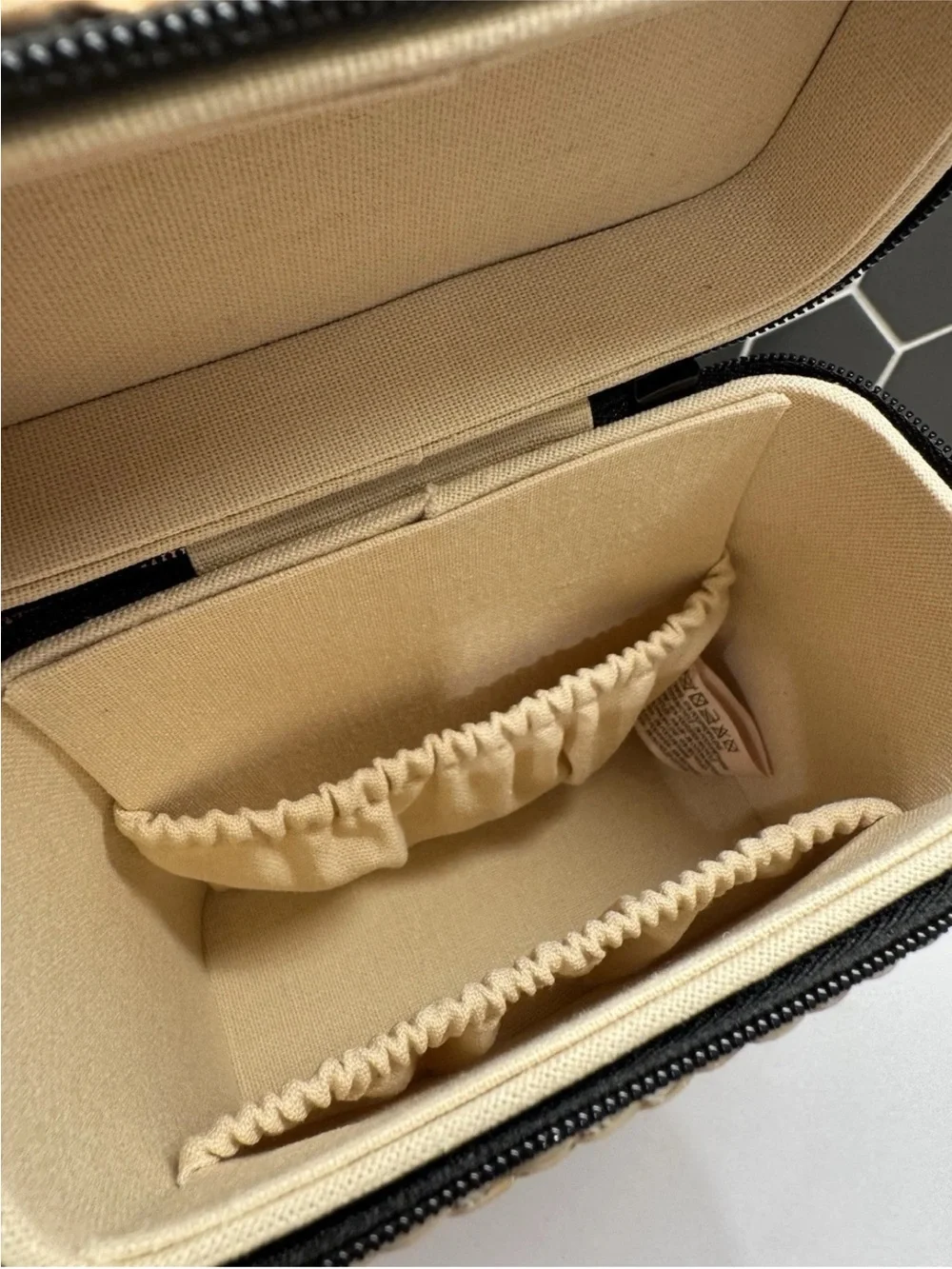 CHANEL Straw Cosmetic Case in Natural and Black